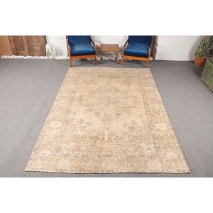 Grand tapis vintage, tapis turc de 6,46 x 9,9 pieds, tapis brun en laine - Product Image 1