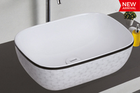 Dessus De Table En Porcelaine De Forme Carrée Pas Cher De Couleur Blanche Style Simple Lavabo Bol Salle De Bains En Céramique Lavabo Comptoir Évier