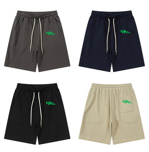 Nouveaux shorts de jogging streetwear pour hommes, couleur unie, coupe ample, taille haute, en toile, 220 g/m², coton/polyester épais, imprimés - Product Image 6