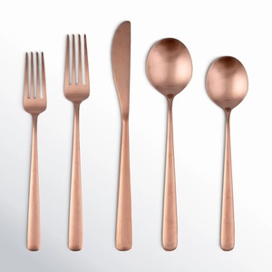 Ensemble de couverts de mariage en bois rose doré de luxe moderne, finition mate, service de couverts pour 4, cuivre satiné - Product Image 3