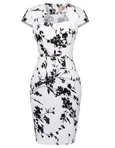 Grace Karin Vintage manica corta in cotone elastan avvolti sui fianchi con <span class=keywords><strong>27</strong></span> motivi abiti aderenti floreali retrò donna - Product Image 6