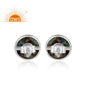 Pendiente de tuerca de piedras preciosas de cobre Mojave Natural de plata de ley fina superventas, joyería personalizada para mujer, regalo para ella - Product Image 4