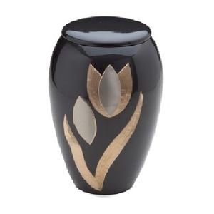 Urnes de crémation pour adultes en laiton de haute qualité avec design en étain doré et finition noire pour les cendres humaines Urnes funéraires en métal de qualité supérieure - Product Image 1