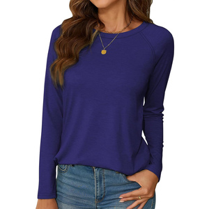 T-shirts pour femmes T-shirt d'été à manches longues Design de haute qualité Vêtements décontractés T-shirt col rond Vente en gros Personnalisé Respirant - Product Image 1