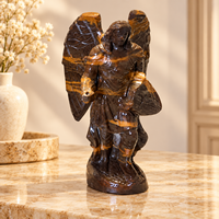 Sculpture d'ange guerrier en pierre, pierre précieuse polie, figurine décorative pour la maison, le bureau, l'étagère, collection de cadeaux