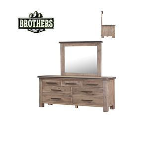 Cómoda de Madera con 7 Cajones Colección ATLAS, Mueble de Dormitorio de Madera Maciza de Roble/Pino/Acacia, Superventas - Product Image 1