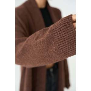 Cardigan à col châle ouvert marron foncé - Product Image 2