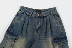 Fabricants de vêtements pakistanais Short cargo en jean à fermeture à cordon longue et personnalisée pour hommes - Product Image 5