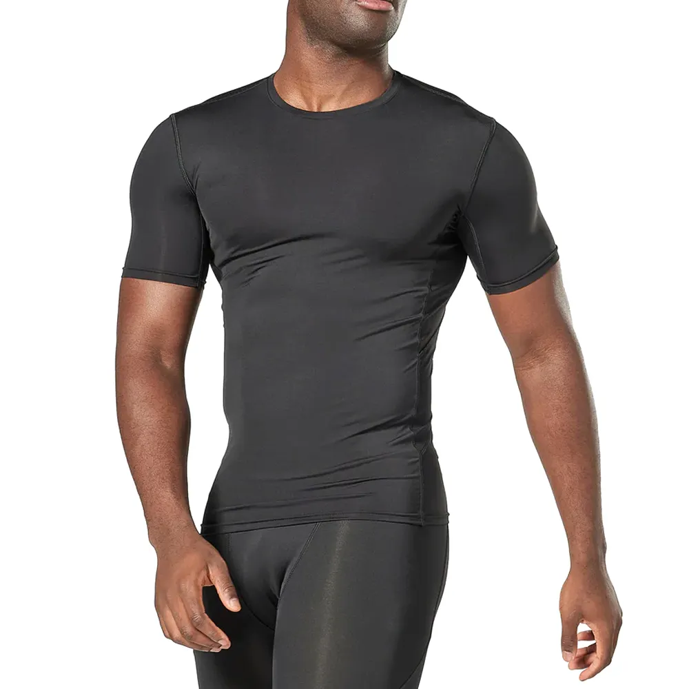 100% Polyester Skin Fit Demi-manches Fitness Training Gym Chemises Top Qualité Hommes Conception Personnalisée Chemise De Compression