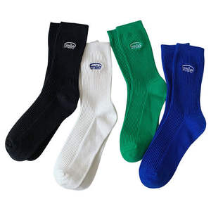 Premium ODM Custom Embroidered Logo Cotton Crew <b>Socks</b> Men <b>Cozy</b> Casual Breathable Ribbed Cuff Wholesale JZVINA Vietnam Factory - Product Image 1