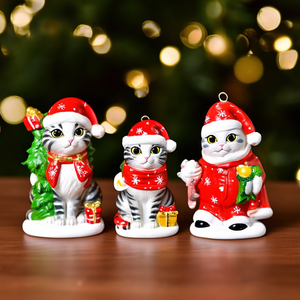 Figuras Navideñas de Gatos Británicos de Pelo Corto, Paquete de 5 - Product Image 3