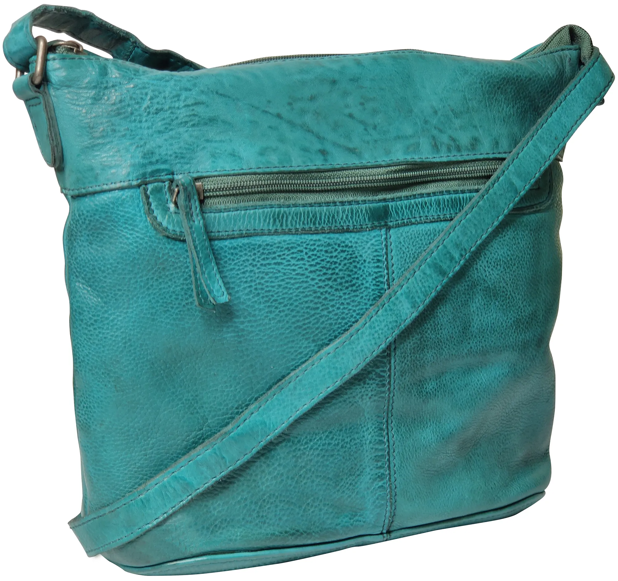 Leather Sling Bag for Women - Washed Leather Crossbody Bag Vintage Travel Shoulder Purse Handbags for Girls, Green