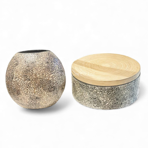 แจกันเปลือกหอยมุกสุดหรู พร้อมกล่องตกแต่งเข้าชุด งานฝีมือฝังเปลือกหอย สำหรับตกแต่งบ้านและโรงแรม จากเวียดนาม - Product Image 1