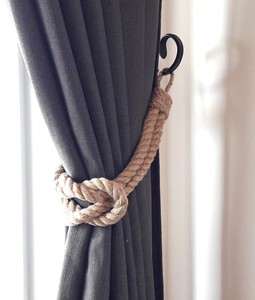 Square Knot Curtain Tie-Back - Beach Decor - Jute Rope Curtain <b>Tiebacks</b> - Nautical Gift - Product Image 1