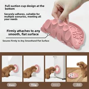 Cross-border <b>Silicone</b> Round Pet Licking <b>Mat</b> with Suction Cup Cat Dog Anti-Choking Food Utensil Bowl - Product Image 3