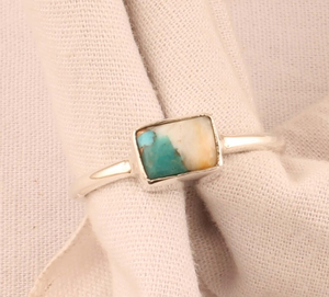 925 Sterling Silver Oyster Turquoise Ring Handmade Fashion Jewelry Gift for Mother Gemstone Ring Women Ring - Product Image 3