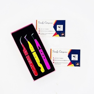 Somofy Enterprises Professional Eyelash Tweezers <b>Set</b> Stainless Steel Precision <b>Tools</b> Custom Logo Packaging Red/Yellow/<b>Pink</b> - Product Image 3