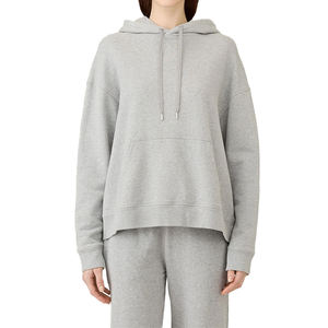 Sweat à capuche décontracté pour femme en coton bouclé de qualité supérieure, coupe ample, toutes saisons, avec poche plaquée et logo frontal - Product Image 1