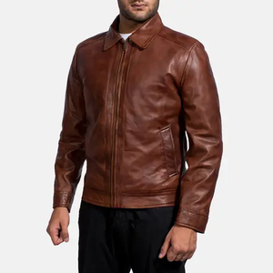 Chaqueta Casual de Motociclista de Cuero Genuino de Piel de Vaca para Hombre, Impermeable, Resistente al Viento, Color Marrón, Invierno 2026, Unisex - Product Image 1