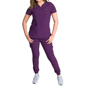 Ensembles de blouses d'infirmière en gros, uniformes d'infirmière de haute qualité, blouses médicales extensibles, uniformes extensibles en spandex, haut et pantalon, ensemble de blouses - Product Image 1