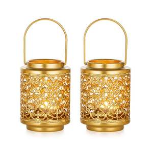 Luxury <b>Gold</b> Metal Candle <b>Lantern</b> Flameless Votive for Easter Christmas Halloween Wedding Decor Tabletop Decor Wholesale Price - Product Image 1