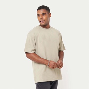 Camiseta de algodón 100% para hombre, camisa clásica de gran tamaño, de manga corta y cuello acanalado, color gris y verde - Product Image 4