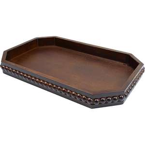 Plateau de service en bois d'acacia personnalisé avec poignées Plateau de service rectangulaire en bois de 16 pouces disponible à bas prix - Product Image 1