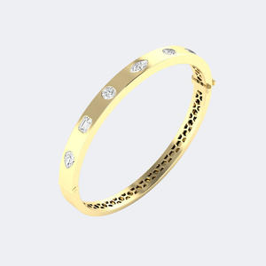 Bracelet jonc en or 14 carats avec diamants de taille mixte de 2,00 CTW, cultivés en laboratoire, multi-formes, serti à griffes, bijoux pour femmes - Product Image 6