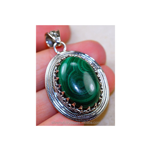 Pendentif en argent sterling 925, pierre précieuse naturelle de malachite de haute qualité, design unique, magnifique pour toutes les occasions, pendentifs et breloques raffinés - Product Image 1