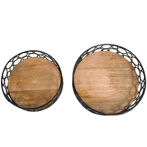 Diseño de anillo moderno, bandeja de servicio de madera redonda con acabado negro, tamaño personalizado, aperitivos de té, plato para beber, superficie lisa, Mesa para el hogar - Product Image 3