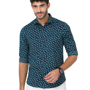 2024 nueva tendencia 100% algodón acabado melocotón tela impresa diseño elegante personalizado Slim Fit camisas antiarrugas para hombres a granel - Product Image 1