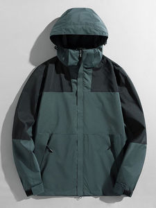 Veste zippée décontractée pour homme, sport, automne, gym, vintage, coupe-vent imperméable, toile 100% coton, style stand pullet, poche - Product Image 5