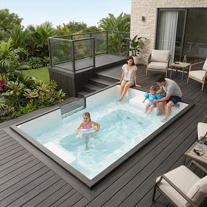 Piscina Rectangular Elevada de Fibra de Vidrio y Vidrio Grueso para Niños y Adultos, Resistente a los Rayos UV, Duradera, para Uso Familiar al Aire Libre - Product Image 1