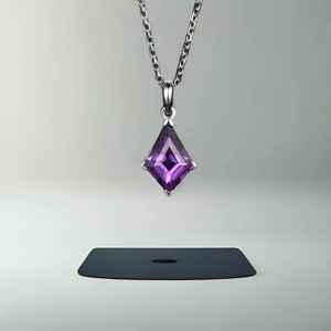 Collier en améthyste violette Kite pour femme, pendentif en or jaune 14k 18k, cadeau d'anniversaire, de mariage ou pour la fête des mères - Product Image 1