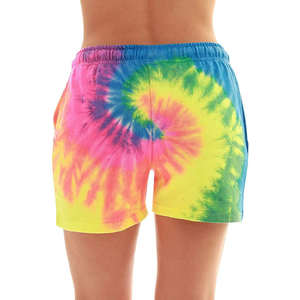 Women's High-<b>Waist</b> Hot Shorts Breathable Terry Fabric <b>Elastic</b> <b>Waist</b> Closure Skinny Fit Streetwear Patchwork Patterned - Product Image 3