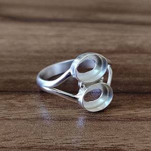 Bague fine en argent massif 925 véritable plaqué or 14k ovale 6x8mm avec monture semi-montée simple pour femme - Product Image 1