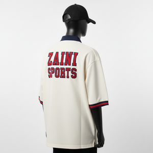 Polo homme en piqué de coton de haute qualité 240 GSM, texture lisse, blanc, col marine, logo brodé, Polo homme - Product Image 5