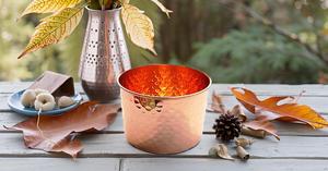 Bol décoratif en cuivre martelé de calibre lourd pur 100% en métal fait à la main de qualité supérieure écologique avec jante dorée de taille moyenne - Product Image 4