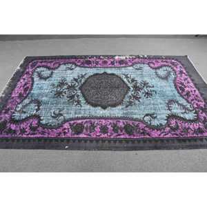 Alfombra Turca de 5.7x9.2 pies, Alfombra con Borde Azul, de Lana - Product Image 3