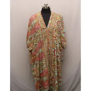 Free Size <b>Pink</b> Floral Block Print Floor-Length Dress for Women for Day Holidays Parties Celebrations Formal Party Style Clothes - Product Image 2