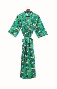 Kimono en coton vert doux et confortable Robe de nuit à imprimé floral pour femmes, nouvel arrivage - Product Image 4