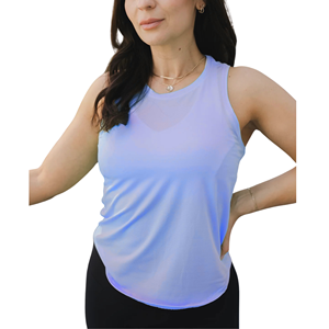 Débardeur sans manches pour femme, tricoté, respirant, vêtement de sport, coupe ample, col rond, gym, yoga, spandex/polyester, séchage rapide, écologique - Product Image 1