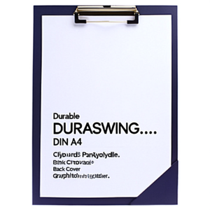 Porte-documents DURASWING DIN A4 en polypropylène, couverture arrière bleu foncé et clip graphite, durable - Product Image 2