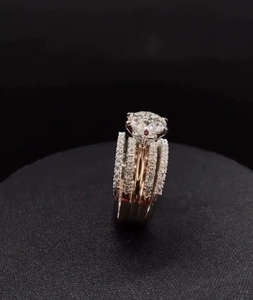 แหวนเพชรมออิสซาไนต์แถว mutli แหวนหมั้นเพชรโมอิสสีทอง18K แหวนวินเทจไม่ซ้ำใคร - Product Image 2