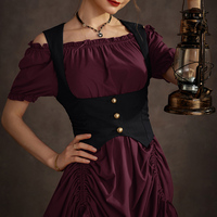 OEM Robe gothique Maxi solide tissée taille Empire manches courtes épaules dénudées ensemble deux pièces pour femmes