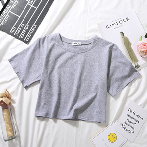 Tops cortos de algodón ajustados de verano informales para mujer, camiseta sin mangas de punto liso con logotipo gráfico personalizado al por mayor, camiseta elástica con apliques - Product Image 3