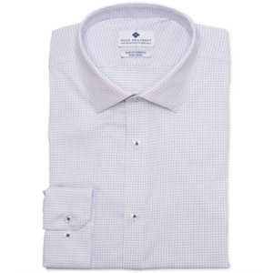 Camicia da Uomo Ryan Seacrest Blu Slim Fit 100% Cotone Popeline Antipiega a Quadri con Colletto Taglia 18X34-35 Stile Western Casual - Product Image 3