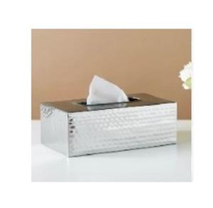 Table à manger argentée Boîte à mouchoirs décorative Boîte porte-serviettes moderne en acier inoxydable Porte-mouchoirs en verre à vendre - Product Image 1