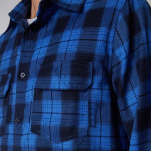 เสื้อเชิ้ตผ้าสักหลาดลายสก็อตแขนยาวสำหรับผู้ชายเสื้อใส่สบายผ้าฝ้าย100% โลโก้ตามสั่ง - Product Image 3