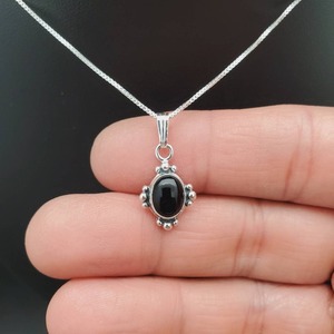 Joyería de piedras preciosas de ónix negro para mujer, colgante de estilo bohemio plateado, joyería de plata de ley 925, colgante hecho a mano de tendencia, Regalo para mamá - Product Image 5
